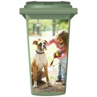 Young Girl And A Dog Wheelie Bin Sticker Panel